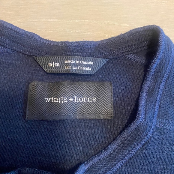 WINGS & HORNS navy henley, size M - Picture 8 of 9